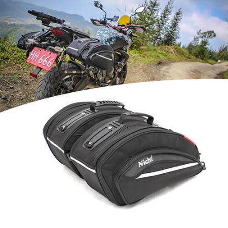 Оптовые острые углы мотоциклетных седельных сумок. - Мотоциклетные седельные сумки с самозастегивающимися и быстросъемными ремнями, расширяемый основной отсек и водонепроницаемость.